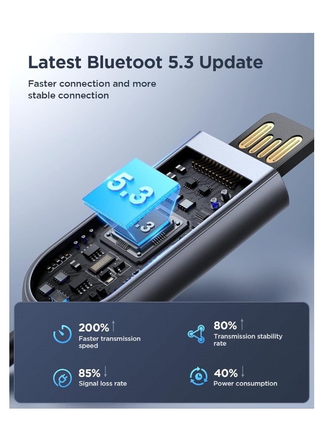 Bluetooth 5.3 Receiver for Car ENC Noise Cancelling AUX Bluetooth Adapter for Car 3.5mm Jack Kit with Built-in Microphone Aux Input for Car Speaker Hands-Free Call Home Stereo - Image 2