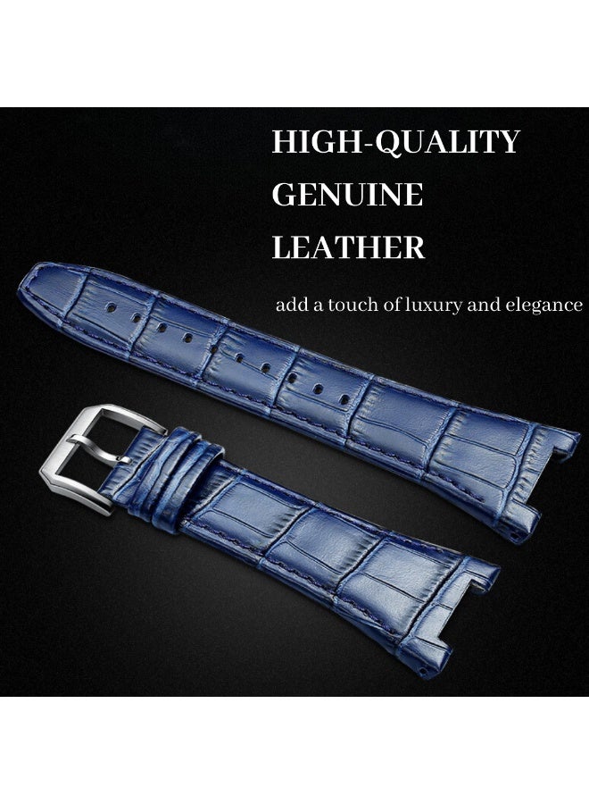 O Ozone Stainless Steel Case with Genuine Leather Watch Band For Apple Watch 44mm 45mm, Luxury Metal Protective Bumper Cover for Men- Brown - Image 5