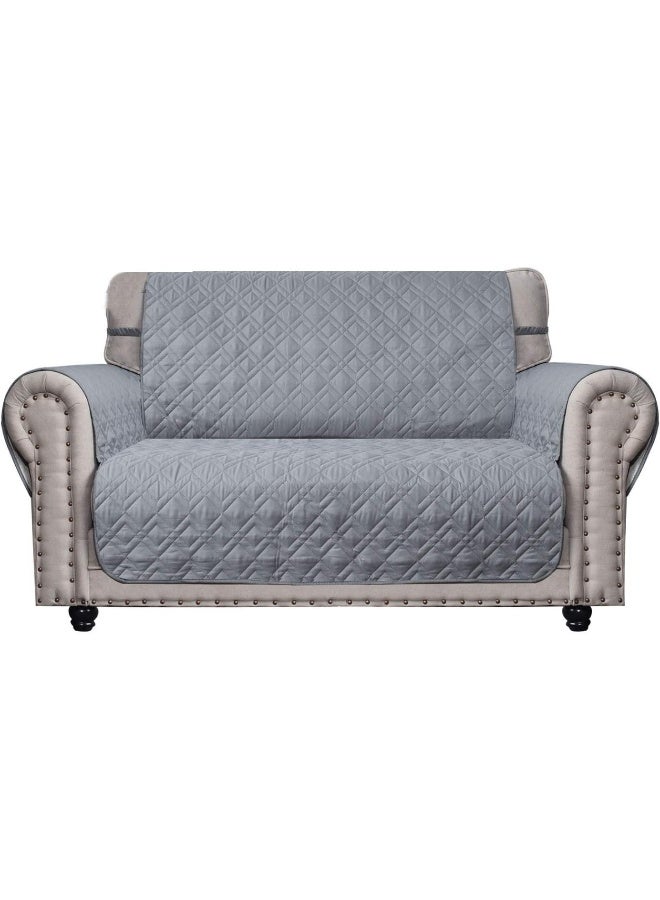 Ameritex Loveseat Cover Water-Resistant Quilted Furniture Protector with Back Nonslip Paws Slipcover for Dogs, Kids, Pets Loveseat Slipcover Stay in Place for Leather (46", Light Grey) - Image 3