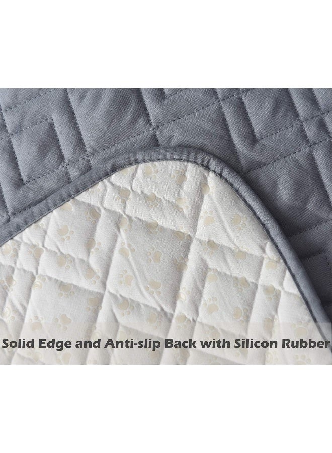 Ameritex Loveseat Cover Water-Resistant Quilted Furniture Protector with Back Nonslip Paws Slipcover for Dogs, Kids, Pets Loveseat Slipcover Stay in Place for Leather (46", Light Grey) - Image 5