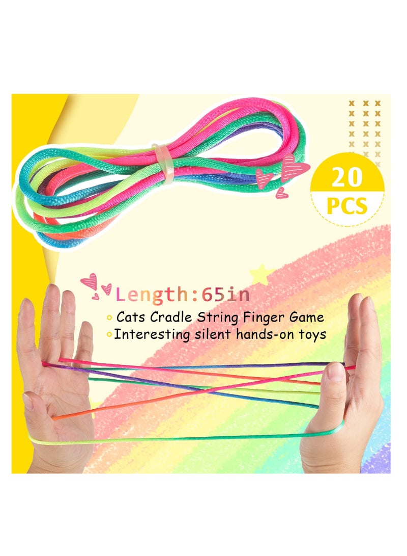 KASTWAVE 20 Pieces Cats Cradle String Finger String Toy Supplies, Rainbow Color Chinese Finger Stretchy Strings Toys for Kid Boy, Girl, Adult, 165 cm Length - Image 2
