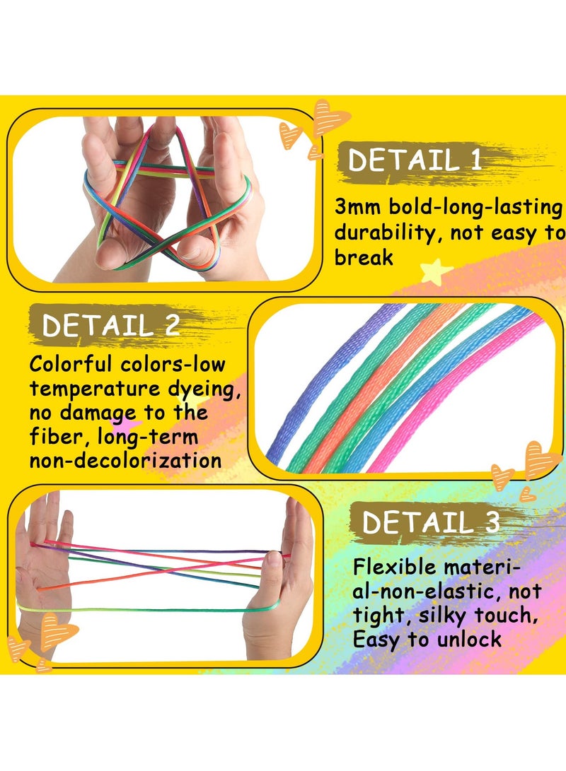 KASTWAVE 20 Pieces Cats Cradle String Finger String Toy Supplies, Rainbow Color Chinese Finger Stretchy Strings Toys for Kid Boy, Girl, Adult, 165 cm Length - Image 4