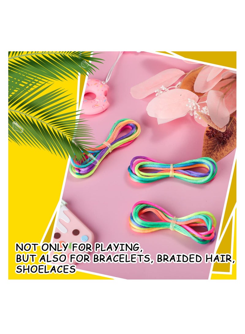 KASTWAVE 20 Pieces Cats Cradle String Finger String Toy Supplies, Rainbow Color Chinese Finger Stretchy Strings Toys for Kid Boy, Girl, Adult, 165 cm Length - Image 5