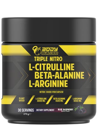 Triple Nitro-Nitric Oxide Booster, L-Citrulline , Beta Alanine , L-Arginine , Blue Raspberry, 30 Servings-270 gm - pzsku/ZFD5D5BF79CD040FC907BZ/45/_/1705499614/dd768894-ddb6-4149-98be-26dce8e9ff23