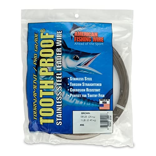 AFW 6 Tooth Proof Stainless Steel Single Strand Leader Wire 58 lb Test Camo 1890ft - Image 1