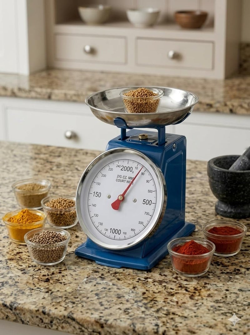 FWM Vintage Mechanical Kitchen Scale, 2-3kg Capacity, Stainless Steel Bowl, Assorted colour - Image 2