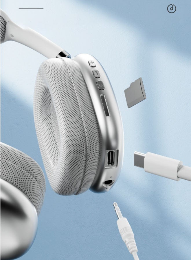 Bluetooth and wired connection dual-mode headphones Gaming Bluetooth headset Enhanced battery life edition Music headphones Retractable design Bluetooth 5.3 gaming headset Noise-cancelling over-ear headphones (Blue) - Image 3