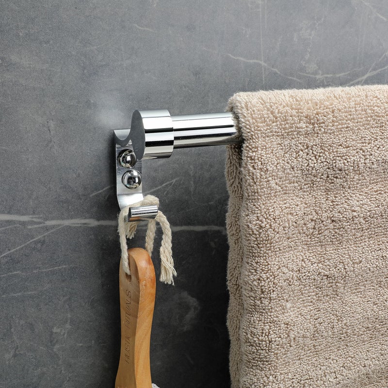 FORTUNE Stainless Steel Bathroom Hook Towel Rod Holder | Wall Mounted Hand Towel Rail for Kitchen and Washroom-24 Inch (Pack of 2) - Image 4