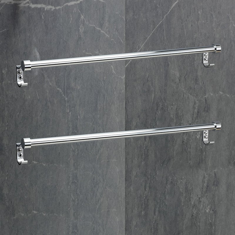FORTUNE Stainless Steel Bathroom Hook Towel Rod Holder | Wall Mounted Hand Towel Rail for Kitchen and Washroom-24 Inch (Pack of 2) - Image 1