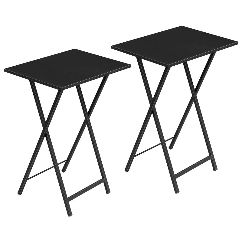 HOOBRO Folding TV Tray Tables, Set of 2 Side Tables for Small Space, Industrial Snack Desk for Eating at Couch, Stable Metal Frame, Easy Assembly, Space Saving, Black BK25BZ01 - Image 1