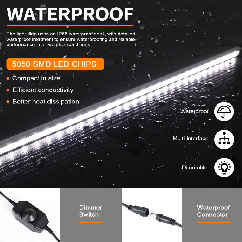 NOVA AUTO 12V LED Interior Light Bar Kit Dimmable IP67 Waterproof Camping String Lights, 4 Bars White Aluminum Magnetic Mount Exterior Lights for RV, Camping Tent,Car - Image 5