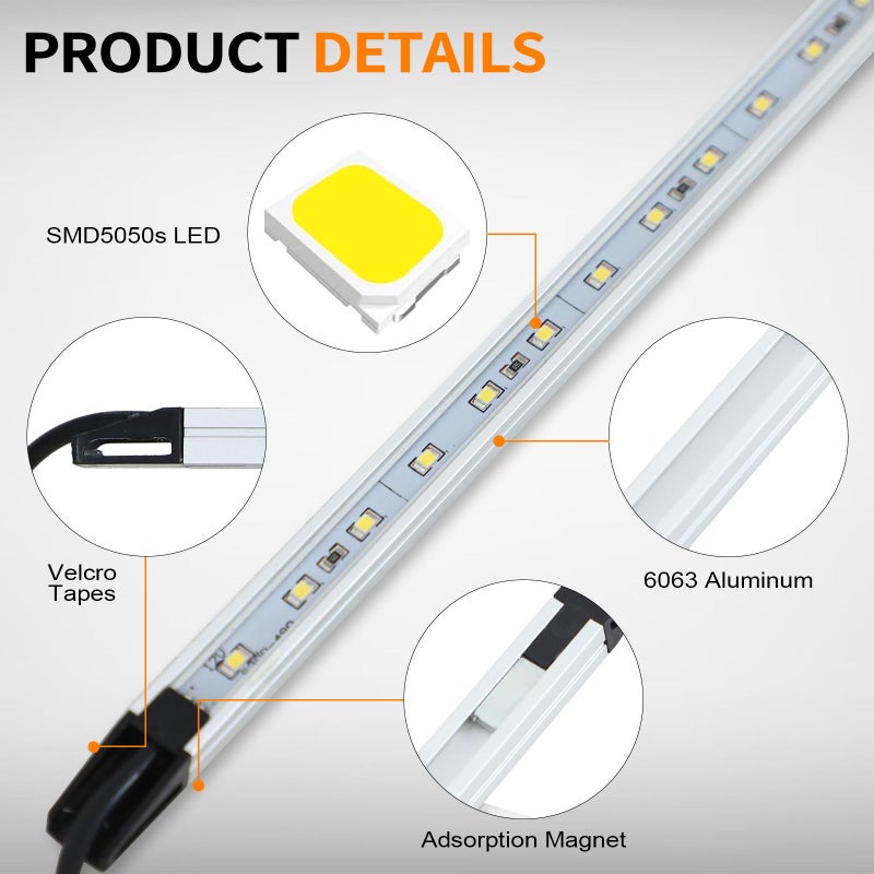 NOVA AUTO 12V LED Interior Light Bar Kit Dimmable IP67 Waterproof Camping String Lights, 4 Bars White Aluminum Magnetic Mount Exterior Lights for RV, Camping Tent,Car - Image 4