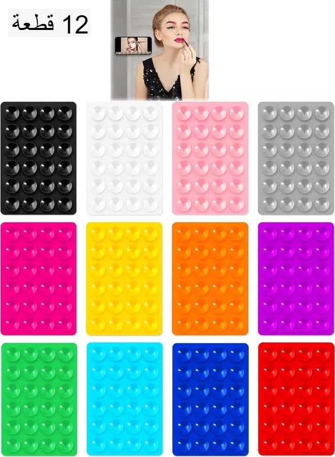 HY 12 Pcs Silicone Suction Cup Phone Holder, Strong Suction Cups, Suitable for Bathroom, Mirror, Hands-free, Selfie, Video, by Xifor  - Image 1