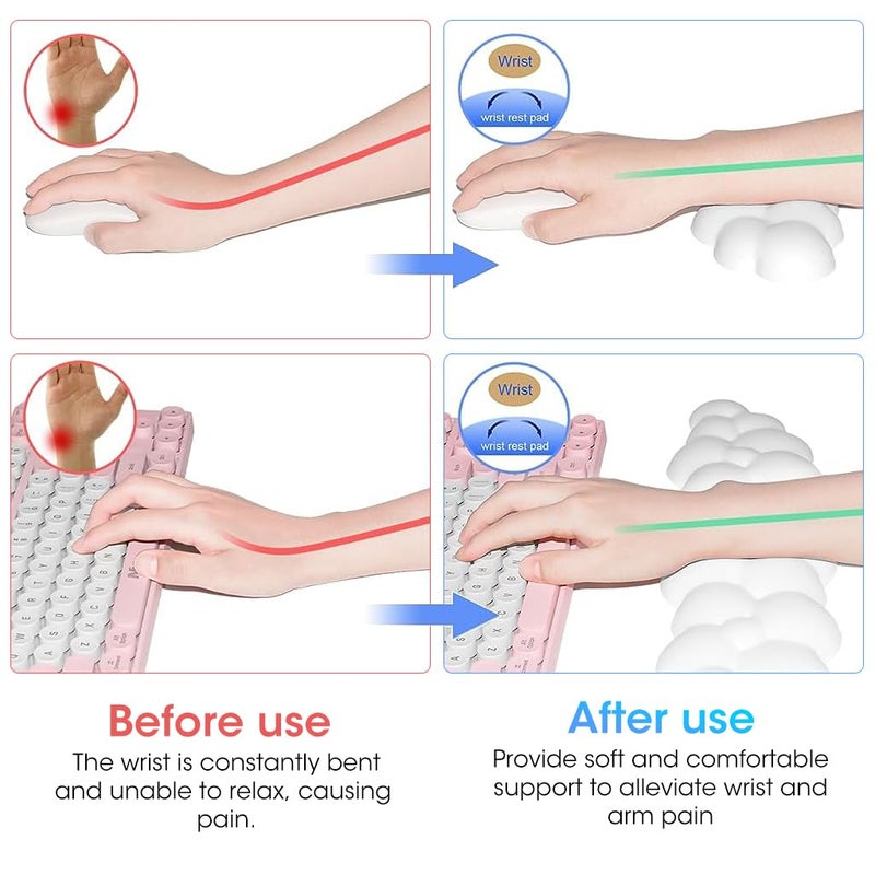 Verilux ® Desktop Computer Typing Wrist Rest Combo Keyboard Wrist Rest Fatigue Relief Arm Rest for Typing Non-Slip Base Wrist Rest Ergonomic Design Memory Foam PU Wrist for Typing, Gaming, 2pcs - Image 4