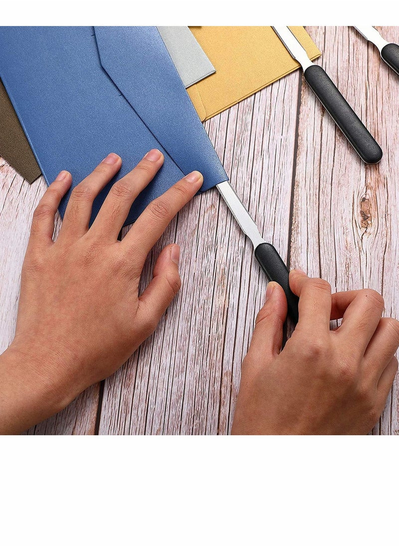 SYOSI - Letter Opener, 3 Pack Office Letter Opener Stainless Steel Hand Envelope Slitter Lightweight Open Letter Knife Humanized Grip Handle Staple Removal Tool Mail Opener for School Office Home - Image 1