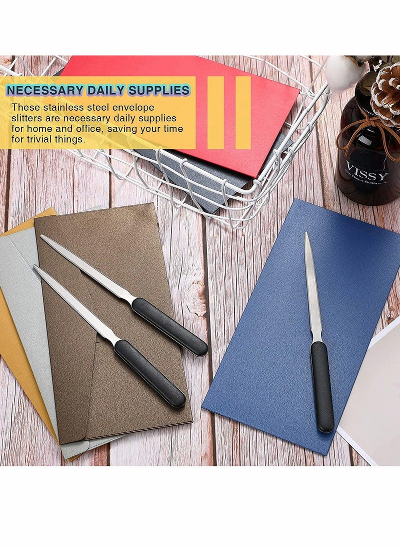 SYOSI - Letter Opener, 3 Pack Office Letter Opener Stainless Steel Hand Envelope Slitter Lightweight Open Letter Knife Humanized Grip Handle Staple Removal Tool Mail Opener for School Office Home - Image 1