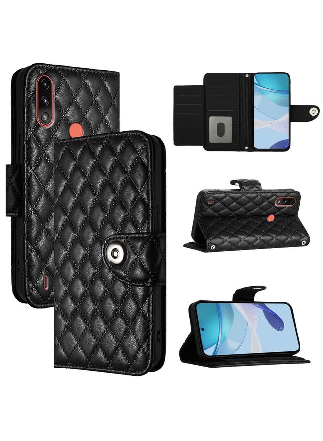 اس-توب جراب لهاتف Motorola Moto E7 Power مصنوع من الجلد بتصميم معيني مع حبل تعليق - Image 1