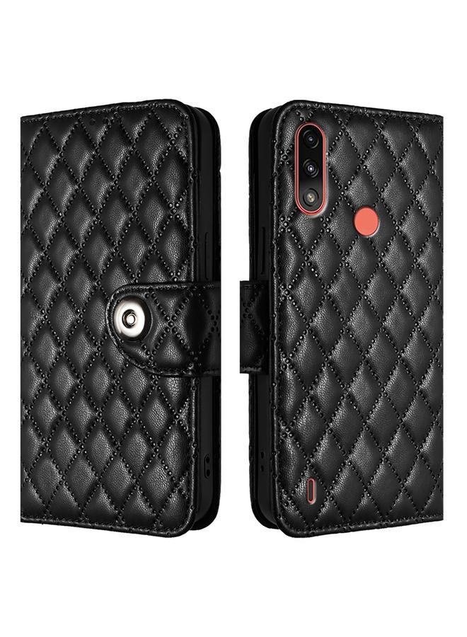 اس-توب جراب لهاتف Motorola Moto E7 Power مصنوع من الجلد بتصميم معيني مع حبل تعليق - Image 2