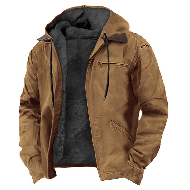 Multi-Color Solid Color 3D Printed Digital Print Hooded Sweatshirt With Brown Lining Cotton Jacket - Image 4
