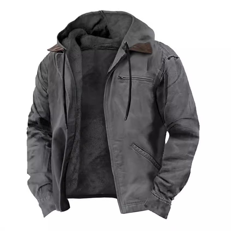 Multi-Color Solid Color 3D Printed Digital Print Hooded Sweatshirt With Brown Lining Cotton Jacket - Image 1