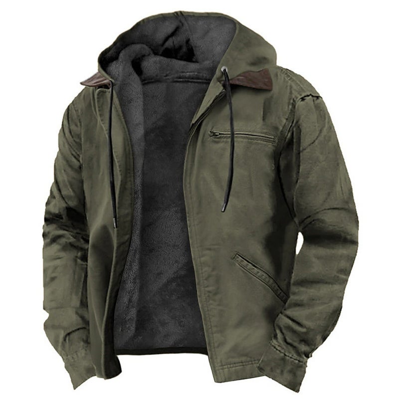 Multi-Color Solid Color 3D Printed Digital Print Hooded Sweatshirt With Brown Lining Cotton Jacket - Image 3
