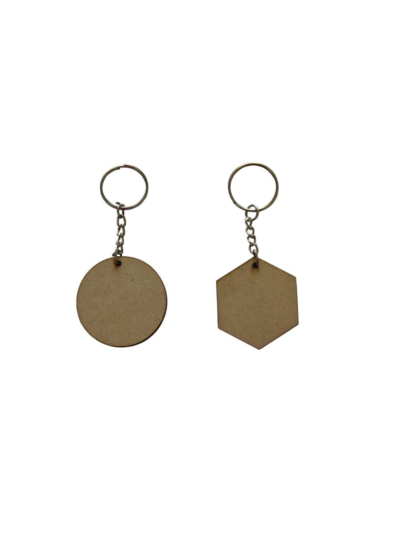 Generic Ecomology Pack of 40 20Round 20Hexagon 2 Shape Key Chains with Ring 50 x 50 mm It is Suitable for All Type of Craft and Painting Activities Mandala Art MDF Board Suitable for Decoupage  - Image 2
