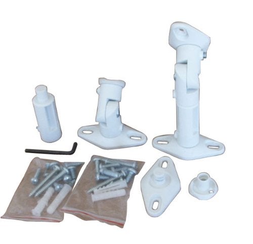 VideoSecu 2 White Universal Satellite Speaker Mounts/Brackets for Walls and Ceilings BS3 (White, 2 Pack) - Image 4