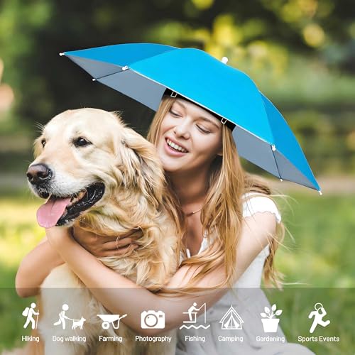 NLDGDZJ Fishing Umbrella Hat Lightweight HandsFree Design with Adjustable Headband Head Umbrella Hats for Adults Women Men 8Rib Sun Rain Cap for Fishing Gardening Camping Outdoor Use - Image 3