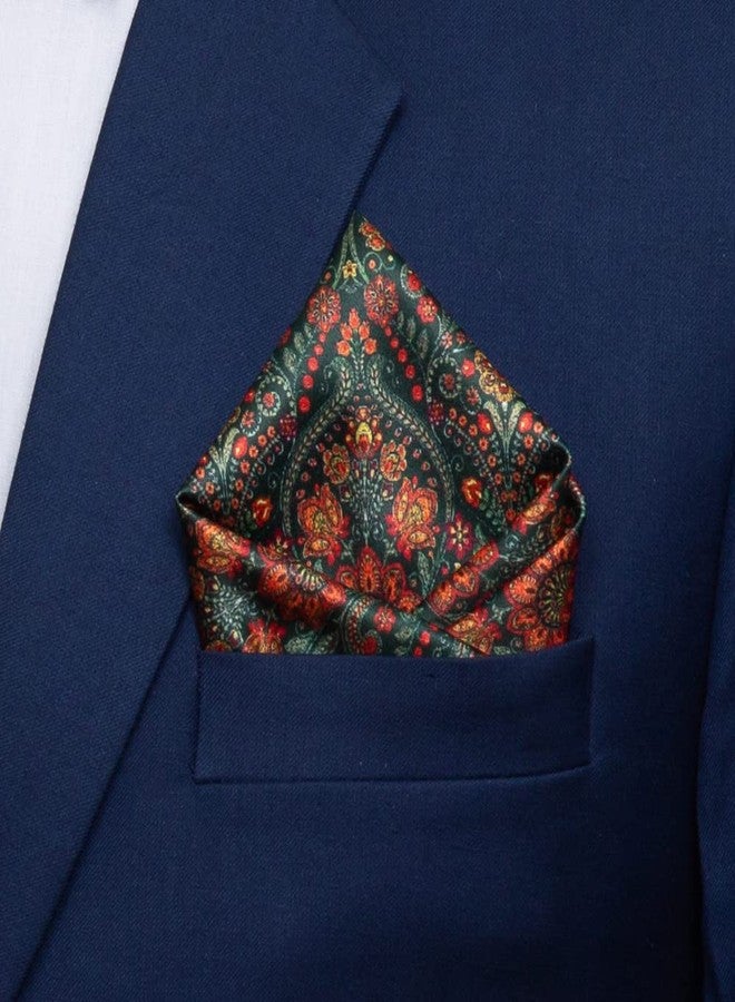To The Nines Men's Dark Green Tie, Pocket Square & Lapel Pin - Image 5