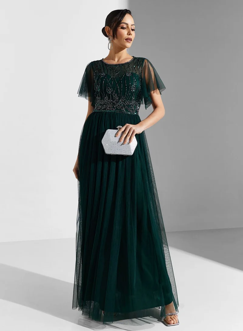 Namshi x Emerald Tulle Gown Dress