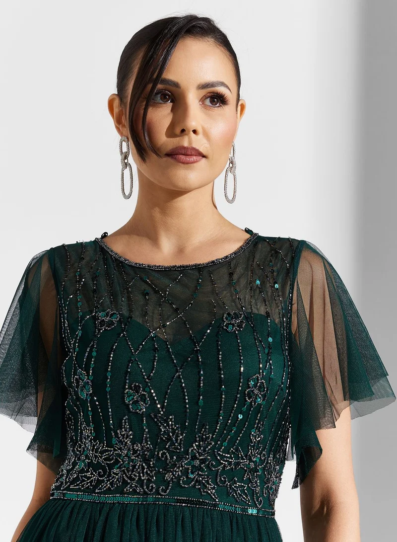 Namshi x Emerald Tulle Gown Dress
