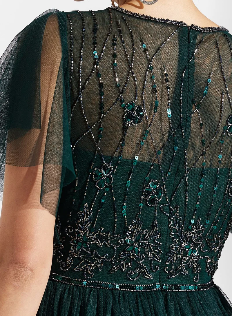 Namshi x Emerald Tulle Gown Dress