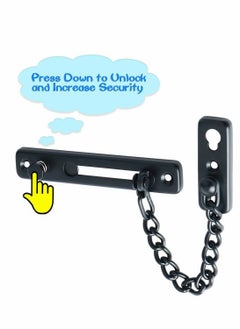 Generic Stainless Steel Chain Door Guard with Spring Anti-Theft Press Lock, Punch Free Door Chain Lock, Bedroom Home Apartment Hotel Security Door Sliding Safety Chain Lock Stainless Steel Easy Installation  - Image 2