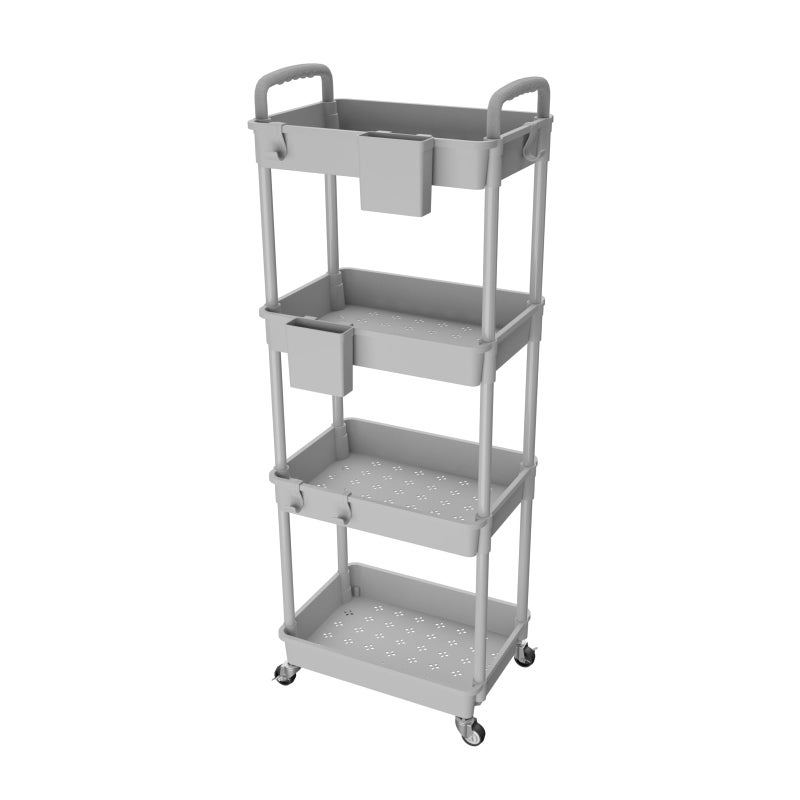 REBECAT 4 Tier Rolling Utility Cart with Handle,REBECAT Utility Cart Made of Multifunctional Storage Organizer Tool for Kitchen,Bathroom,Living Room,Office(Gray) - Image 1