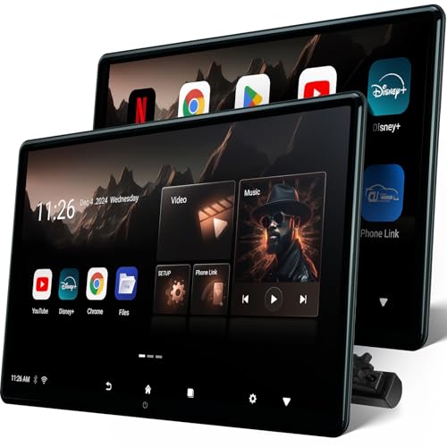 Seventour 15.6 بوصة 4K أندرويد 13 شاشة تلفاز رأس السيارة لنظام الترفيه الخلفي في السيارات، تدعم ربط الهاتف لاسلكيًا مع شاشة تعمل باللمس، مع واي فاي/بلوتوث/HDMI/USB/مشغل فيديو (4G+64G(2*PCs)) - Image 1