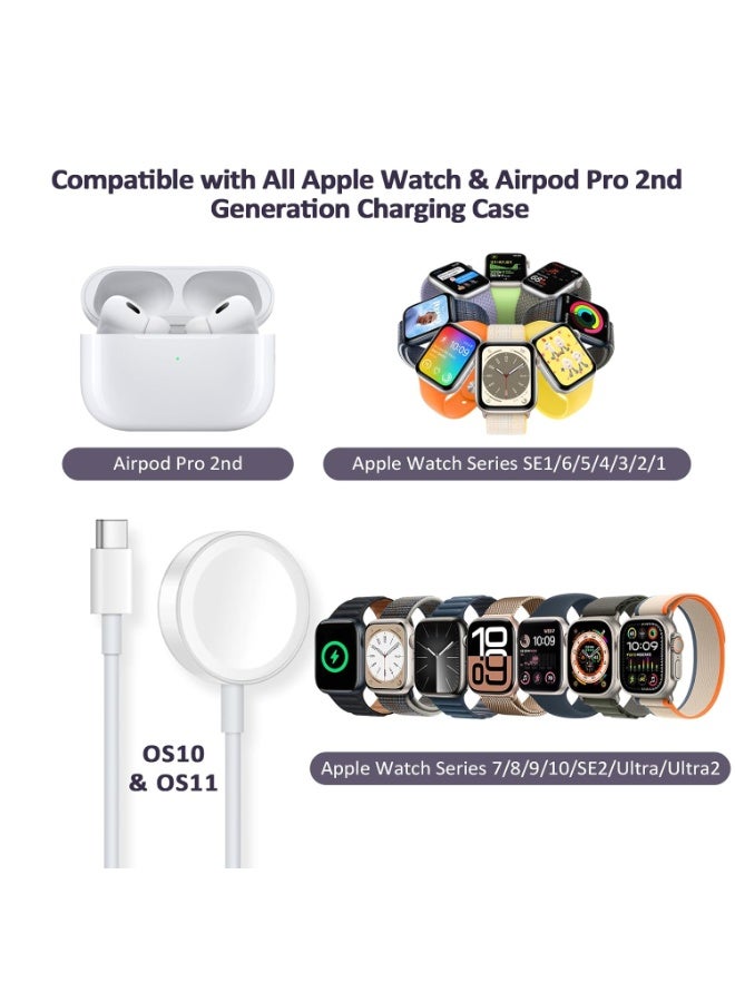 SUKILO Fast Charging USB-C Watch Charger Cord Compatible with Apple Watch Series 1–9/SE/Ultra – 4.9ft Magnetic Portable Cable - Image 4