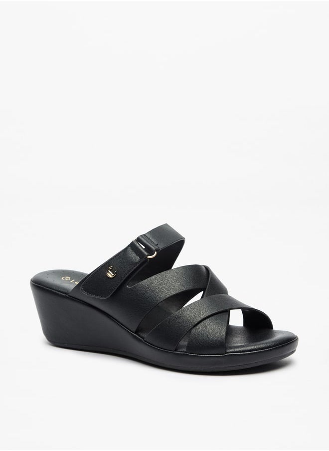 Le Confort - Women's Cross Strap Slip-On Sandals with Wedge Heels - Image 1
