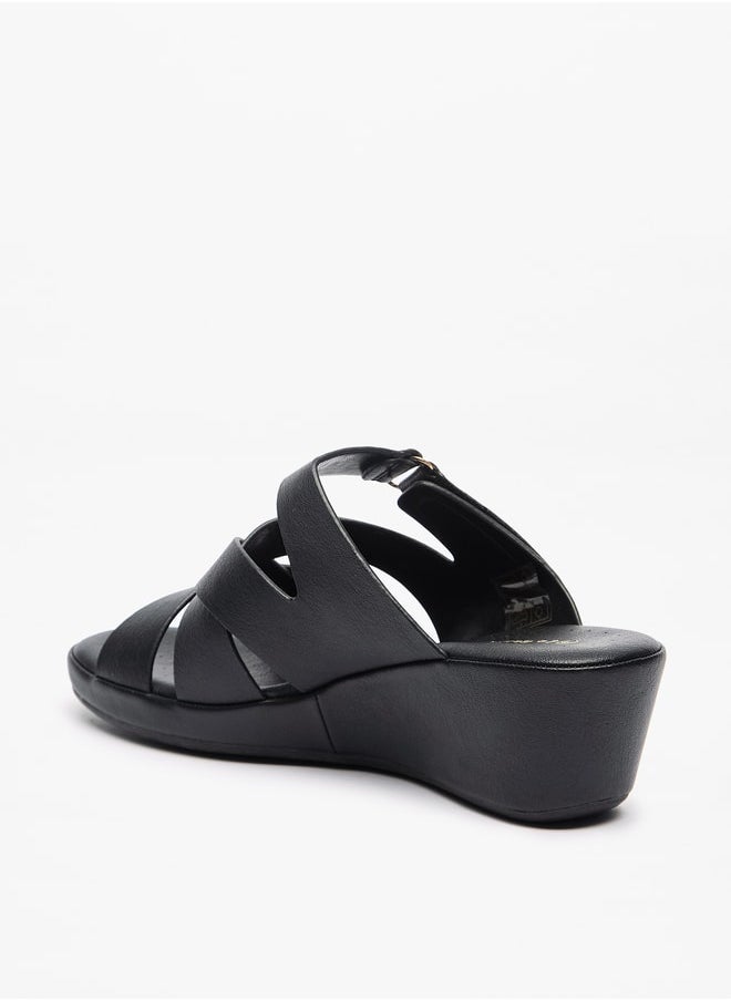 Le Confort - Women's Cross Strap Slip-On Sandals with Wedge Heels - Image 1