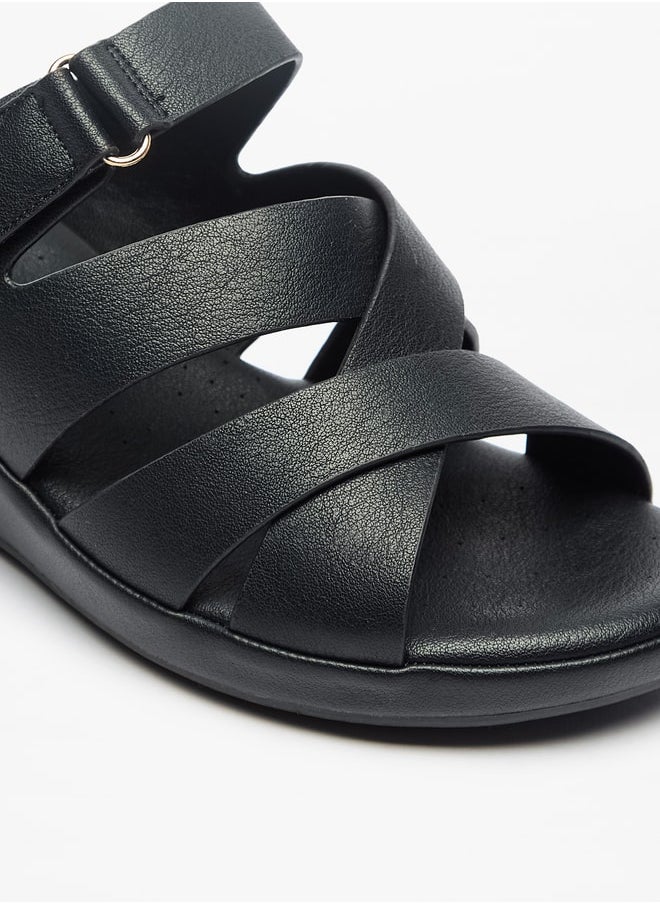 Le Confort - Women's Cross Strap Slip-On Sandals with Wedge Heels - Image 1