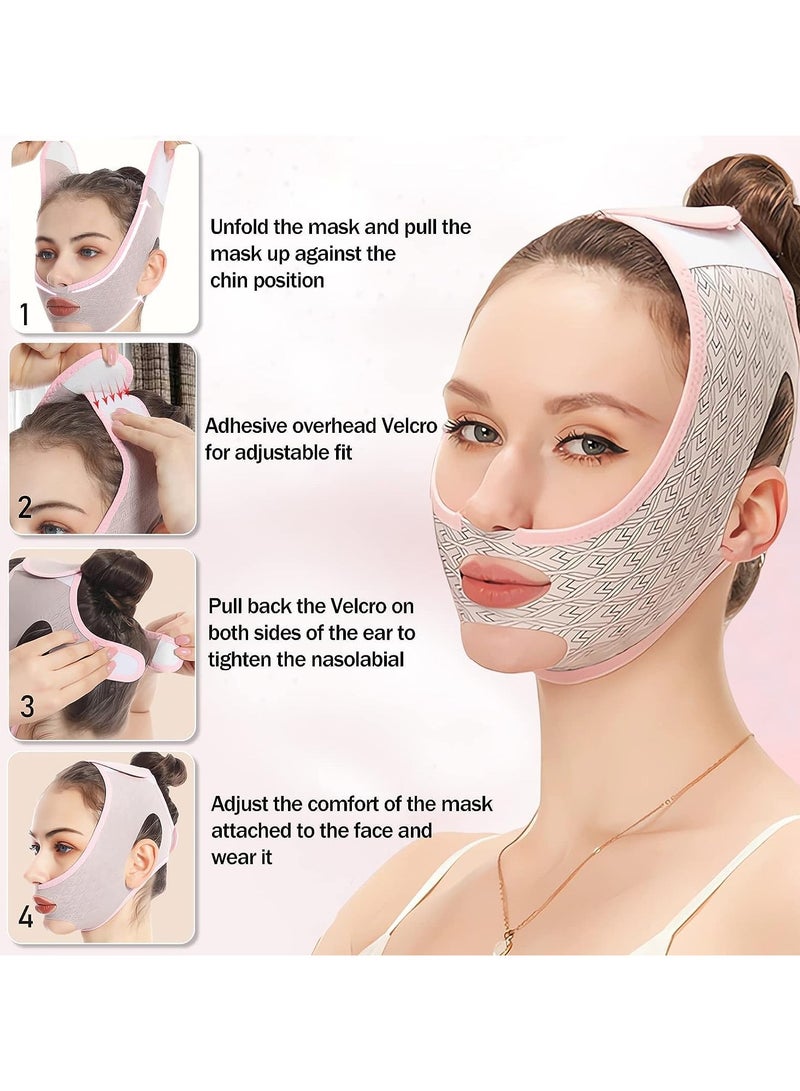 V Line lifting Mask Facial Slimming Strap,Beauty Face Sculpting Sleep Mask, Double Chin Reducer,Reusable V Line lifting Mask, Chin Up Mask Face Lifting Belt,Face Lift Belt Chin Strap For Women (Pink)
