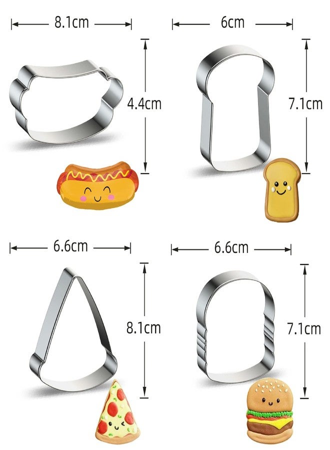 Azflyife Cookie Cutters Hamburger, Toast/Slice of Bread, Hot Dog, Pizza Cookie Cutter Shapes Baking Set - Biscuit Stainless Steel Metal Molds Cutters for Kitchen Baking Christmas Small Cookie Cutter - Image 2