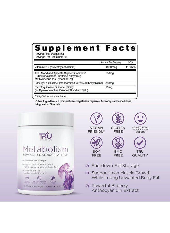 TRU Supplements - Tru Metabolism Advanced Fat Loss Fight Cravings Boost Mood No Jitters Or Crash 30 Servings - Image 1
