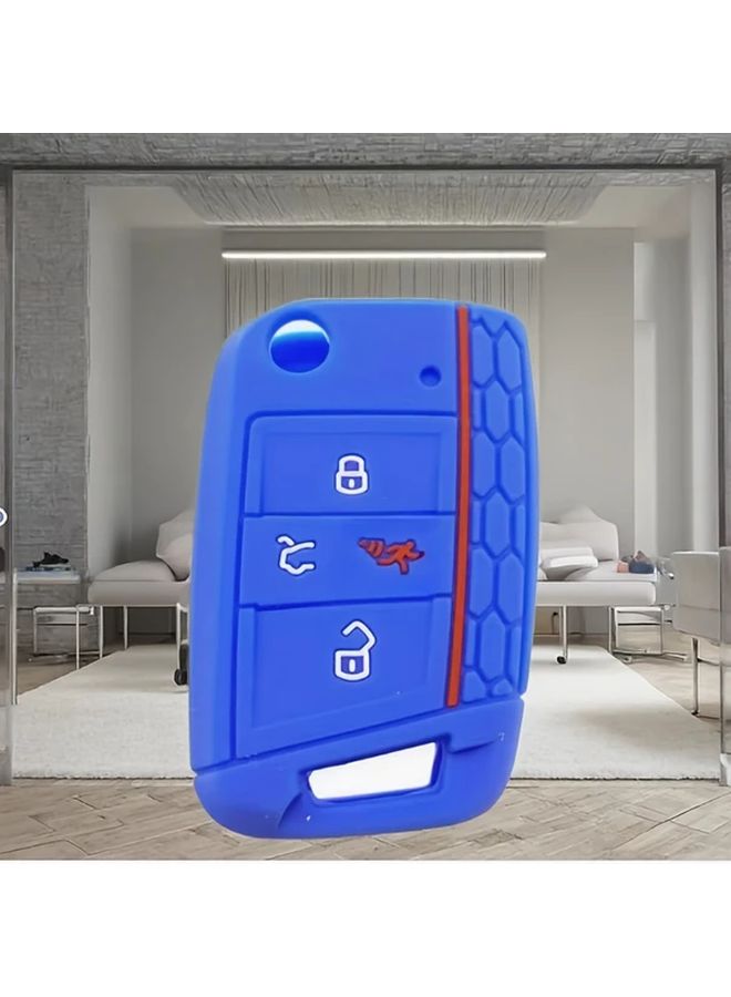 Car Key Cover Silicone Fob Case Compatible With VW Golf 7 Mk7 Tiguan Skoda Octavia Kodiaq Karoq Seat Leon Black - Image 1
