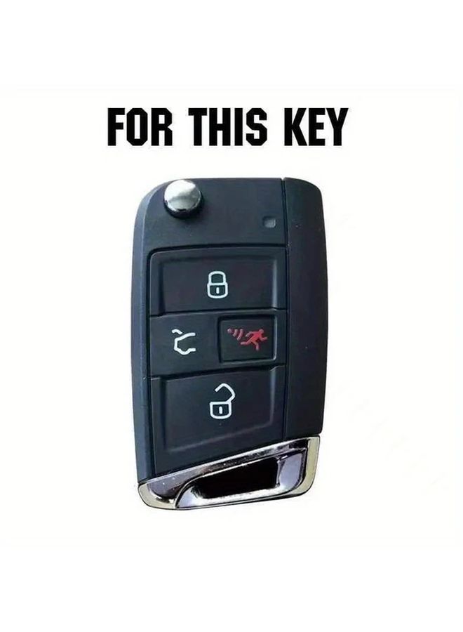 Car Key Cover Silicone Fob Case Compatible With VW Golf 7 Mk7 Tiguan Skoda Octavia Kodiaq Karoq Seat Leon Black - Image 4
