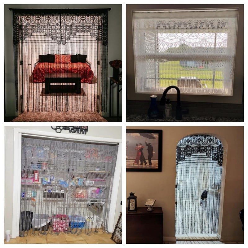 YaoYue Macrame Lace Door String Curtain for Doorways,Room Divider Doorway Hippie Window Panel Room Divider Wall Closet Curtains for Bedroom Closet Door Drapes Decorations (35×79in/90×200cm,White) - Image 4