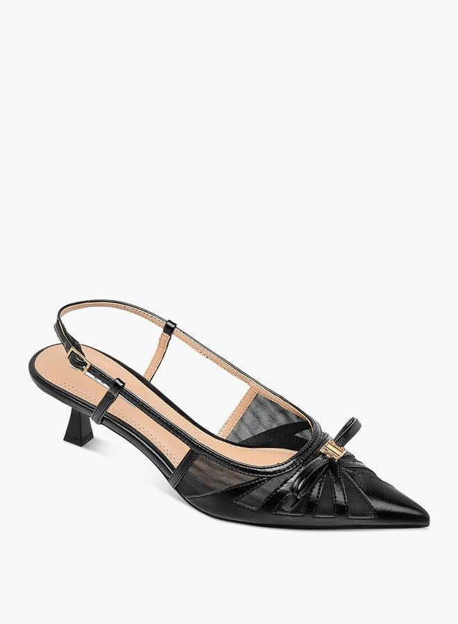 ELLE Women's Bow Accent Shoes with Buckle Closure and Kitten Heels - Image 1