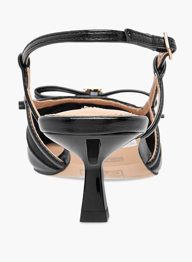 ELLE Women's Bow Accent Shoes with Buckle Closure and Kitten Heels - Image 5