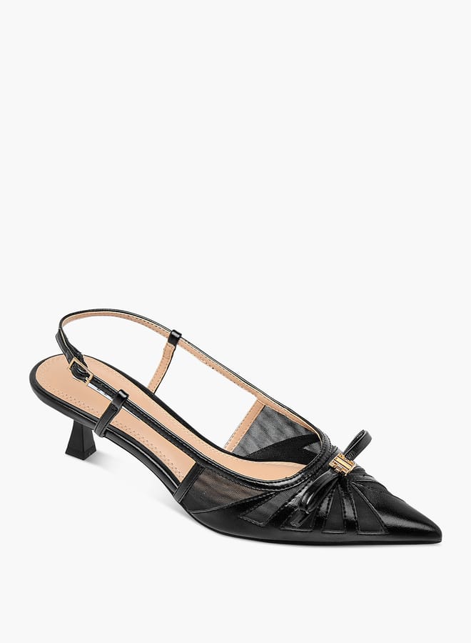 ELLE Women's Bow Accent Shoes with Buckle Closure and Kitten Heels  - Image 2