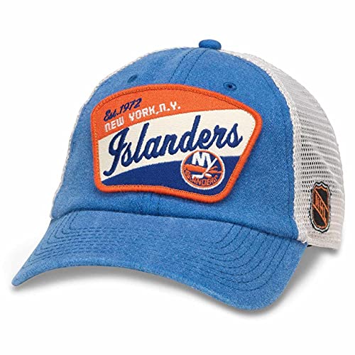 AMERICAN NEEDLE Ravenswood Officially Licensed NHL Team Mesh Hat, New York Islanders, Ivory/Royal (43422A-NYI) - Image 1