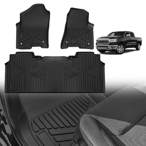 TripleAliners Truck Mat Compatible with 20192026 RAM 1500 Crew Cab Accessories Floor Mats Heavy Duty Custom Fit All Weather Protection TPE Pickup Liner Not for Classic - Image 1